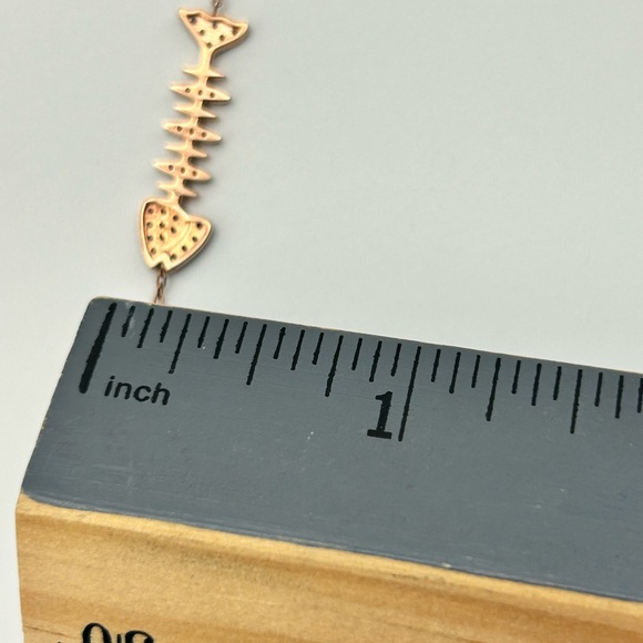 Sunkissed Sterling Silver Cubic Zirconia Fish Bracelet Rose Gold Plating 7" - Picture 12 of 12